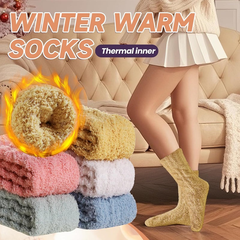AMENLAN Store Women Fuzzy Slipper Socks Winter Microfiber Soft Cozy Plush Fluffy Socks Warm Comfy Thermal Home Sleeping Socks - Image 2